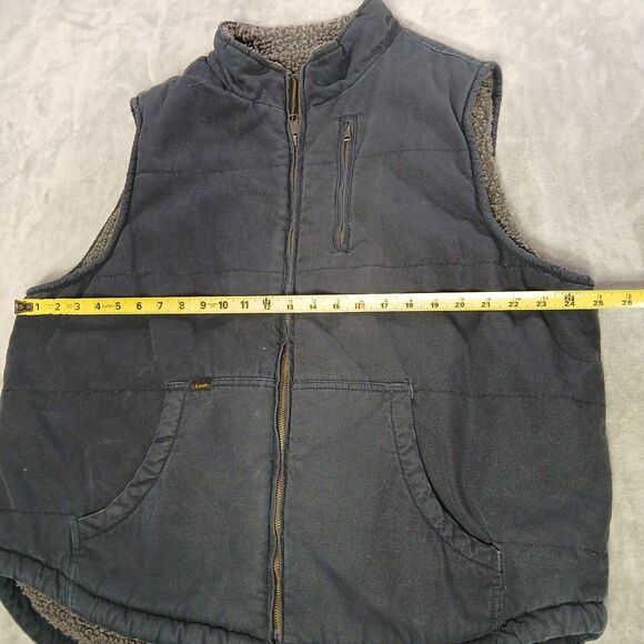 Lee Canvas Utility Vest Men XL Blue Full Zip Sherpa Chore Barn Outdoor Workwear - Picture 7 of 8